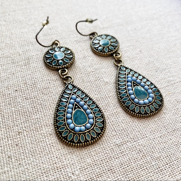Jewelry - 🎀3/$10, 5/$15🎀 Blue and Bronze Drop Earrings